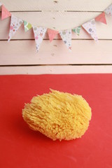 natural sponge for baby bath, yellow