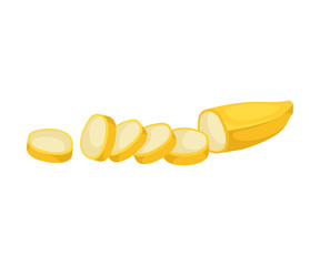 Round banana slices. Vector illustration on a white background.