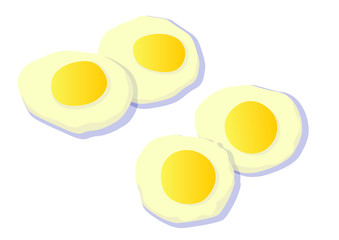 Fried egg on white background illustration