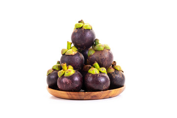 Mangosteen on white background. Queen of friuts.