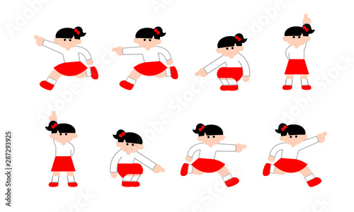 色々場所を指さす女の子イラストセット デフォルメカラー Wall Mural マメハル