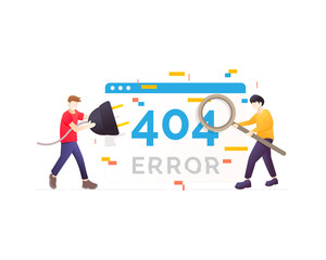 404 error page not found. System maintenance, System updates, Uploading, Operation, Computing, Installation programs. Flat vector illustration modern character design. Website page error illustration