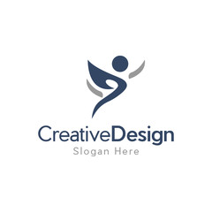 Pilates logo. Simple and creative icon style. Modern minimal. Vector illustration .Vector logo on which an abstract image of a person doing Pilates