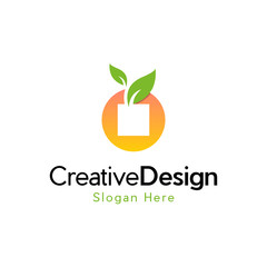 Fruit Orange Shop Online Creative Logo, Fresh store logo design. Shop with orange fruit concept and natural