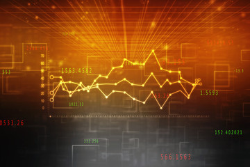 2d rendering Stock market online business concept. business Graph 