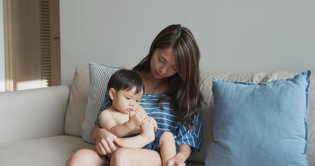 Fototapeta na wymiar Asian mum play with baby boy