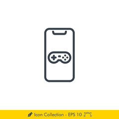 Phone Game App Icon / Vector - In Line / Stroke Design
