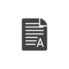 Grade result A vector icon. filled flat sign for mobile concept and web design. Excellent test result glyph icon. Symbol, logo illustration. Vector graphics © alekseyvanin