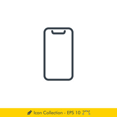 Phone (Smartphone) Icon / Vector - In Line / Stroke Design