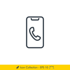 Phone Call Icon / Vector - In Line / Stroke Design