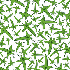 Tropical pattern. Natural pattern. Bright green leaves of vines on a white background. Vector illustration.