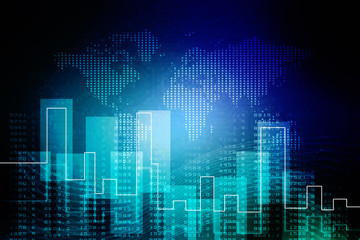 2d rendering Stock market online business concept. business Graph 