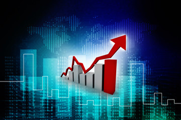 3d rendering Stock market online business concept. business Graph 