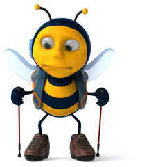 Fun backpacker bee - 3D Illustration