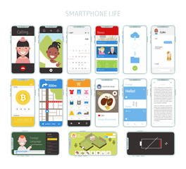 Lifestyle and mobile features. flat design style minimal vector illustration.