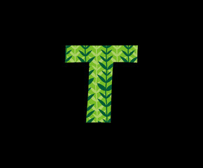 Green Nature T Letter Logo Icon, Green Grass Letter T Icon.