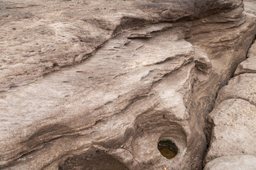 River Island. Rocks from water erosion. 
