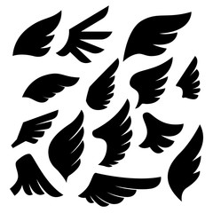 Set of the wing icons. Design element for poster, emblem, sign, logo, label. Vector illustration