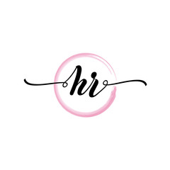 HR initial handwriting logo template. round logo in watercolor color with handwritten letters in the middle. Handwritten logos are used for, weddings, fashion, jewelry, boutiques and business