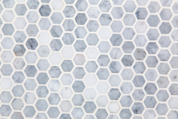 White hexagon marble tile wall for texture background .