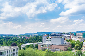 View of the city of Kassel in Germany from above