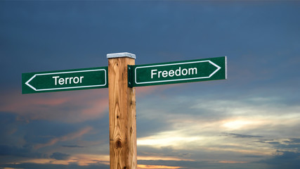 Street Sign to Freedom versus Terror