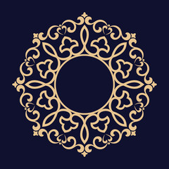 Decorative frame Elegant vector element for design in Eastern style, place for text. Floral golden border. Lace illustration for invitations and greeting cards.