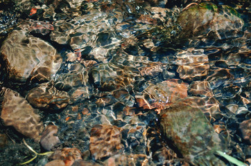 Background of round stones under water