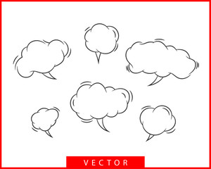 Set talk bubbles speech vector. Blank empty bubble icon design elements. Chat on line symbol template. Collection dialogue balloon stickers silhouette.