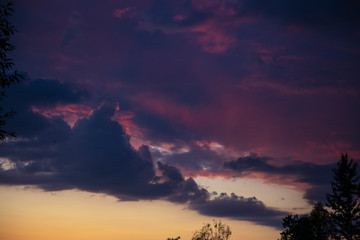 beautiful sunset, colorful sky and beautiful clouds