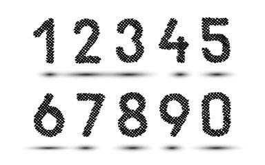 Scribble hatching criss cross numbers. Hand drawn symbols. Sketches shaded and hatched badges and stroke shapes. Monochrome vector design elements. Isolated illustration. Sketch Vector, sketched font