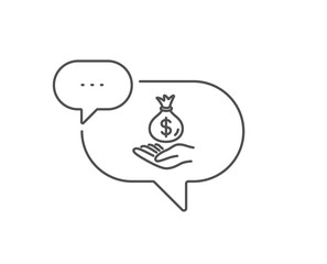 Income money line icon. Chat bubble design. Savings sign. Save finance symbol. Outline concept. Thin line income money icon. Vector
