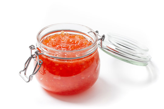 Quince Jam in a Jar - Stock Image