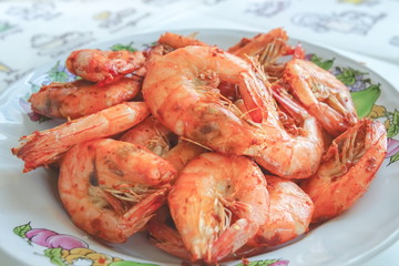 Oil free Healthy food Hot Air fried shrimps.