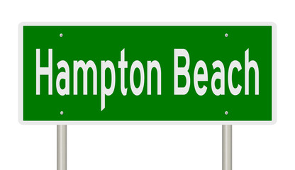 Rendering of a green highway sign for Hampton Beach New Hampshire