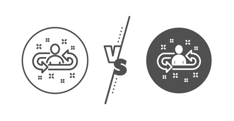 Business management sign. Versus concept. Recruitment line icon. Employee or human resources symbol. Line vs classic recruitment icon. Vector