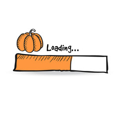 Loading bar with orange pumpkin, squash. Autumn, fall concept. UI icon for Thanksgiving and Halloween holiday. Vector illustration sketch.