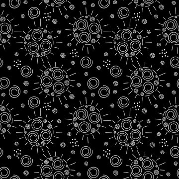 Vector night sky background stars. Seamless pattern. hand drawn illustration