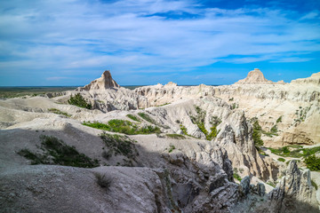 Rocky landscape of the beautiful Badlands National Park, South Dakota