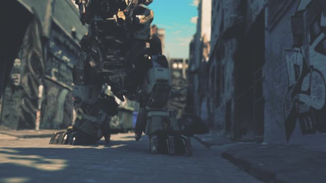 MechREX Robot Walks 3D Rendering Animation Color