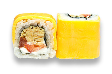 roll with scrambled eggs in a cheese