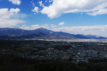平塚　湘南平高麗山　山頂からの風景　伊勢原市街越しの丹沢大山遠景