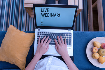 Handwriting text Live Webinar. Conceptual photo presentation lecture or seminar transmitted over Web