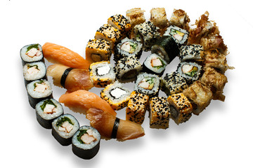 sushi set isolated on white background