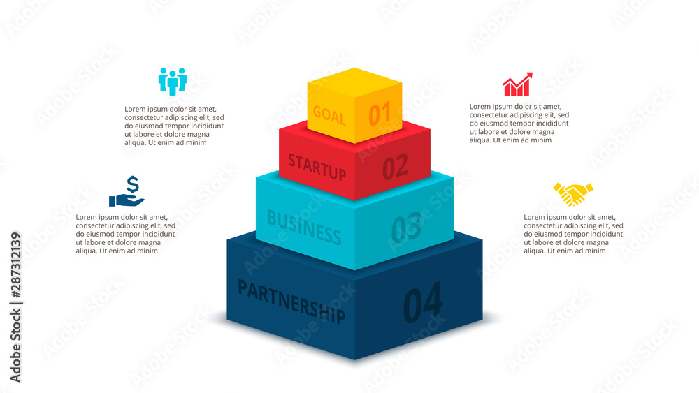 Poster Vector abstract elements for infographic with 4 step or options. Business template for presentation.