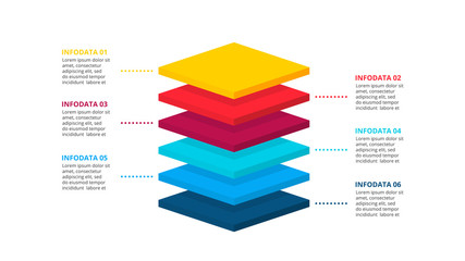 Six isometric infographic elements. Business template for presentation.