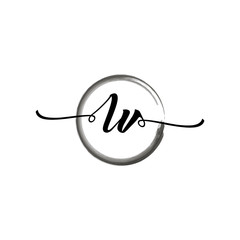 Obraz premium , initial handwriting logo template. round logo in watercolor color with handwritten letters in the middle. Handwritten logos are used for, weddings, fashion, jewelry, boutiques and business