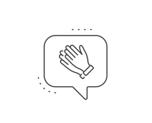 Clapping hands line icon. Chat bubble design. Clap sign. Victory gesture symbol. Outline concept. Thin line clapping hands icon. Vector