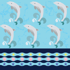 seamless repeat pattern with dolphins