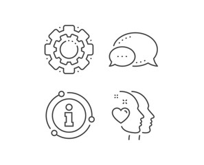 Heart line icon. Chat bubble, info sign elements. Couple love emotion sign. Valentine day symbol. Linear heart outline icon. Information bubble. Vector